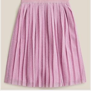 J. Crew Girls' pleated midi pull on skirt with Lurex in Baby Pink
